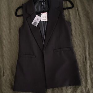Black Sleeveless Blazer Vest